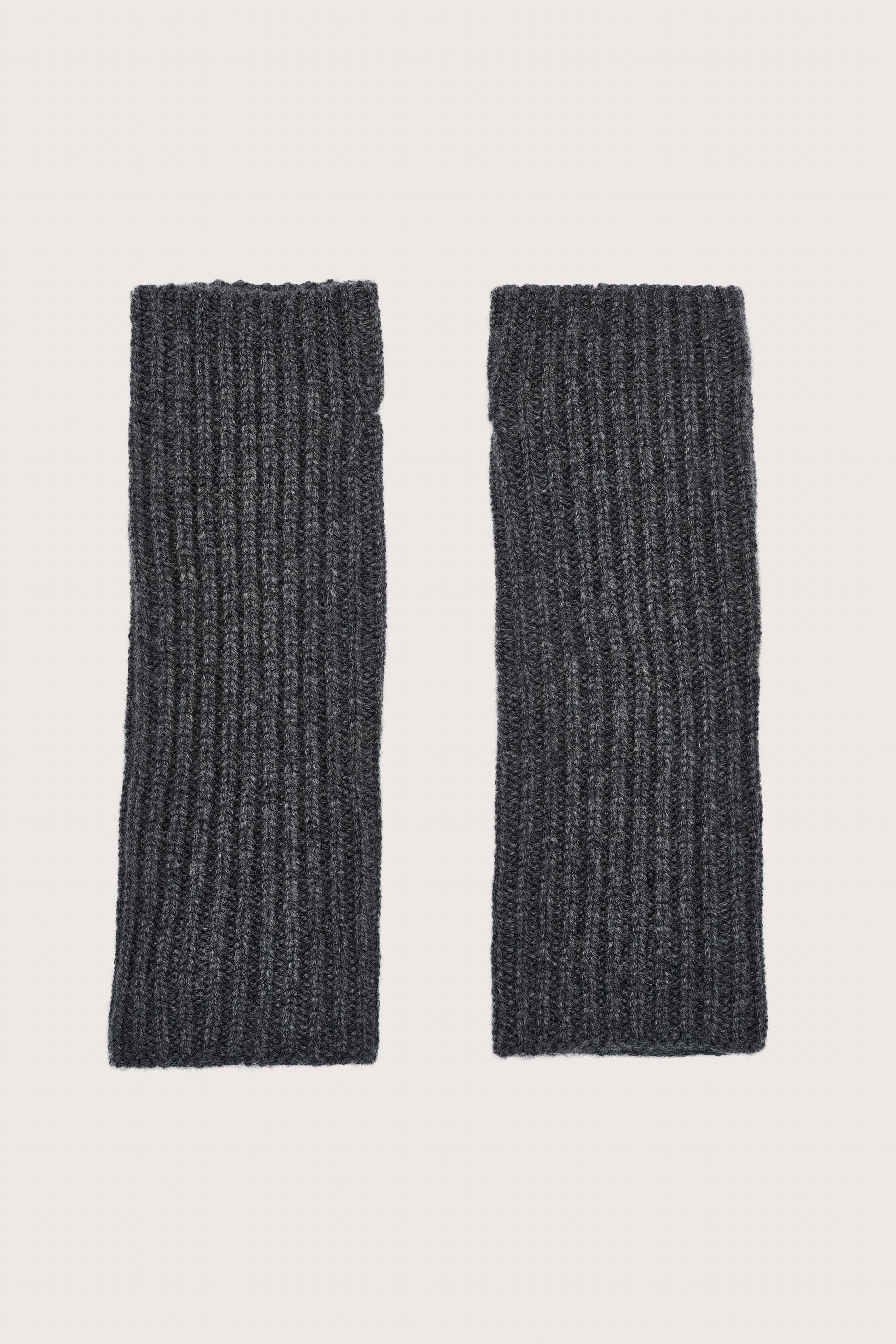 dark grey ribbed cashmere wrist warmers