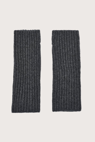 dark grey ribbed cashmere wrist warmers