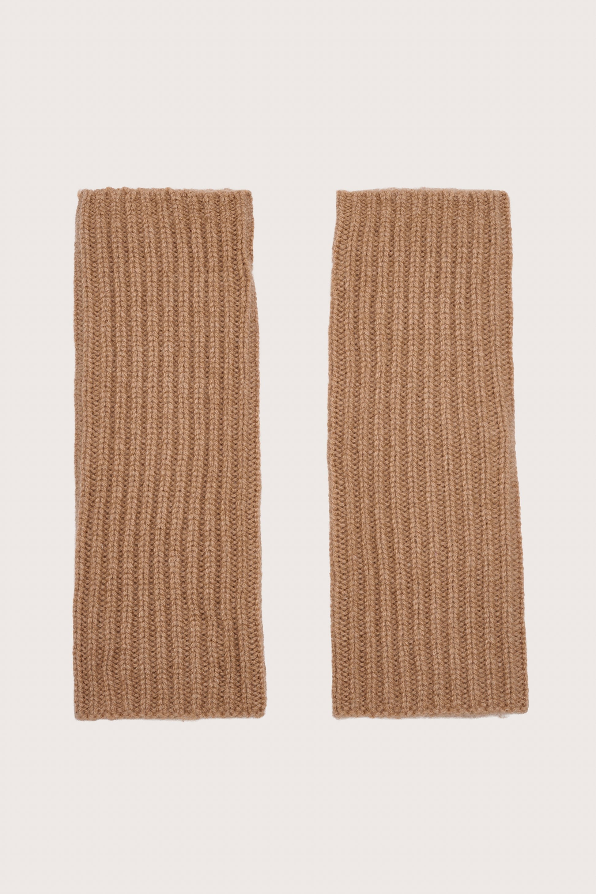 brown ribbed cashmere wrist warmers