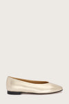 pale gold leather ballet flats with v shaped toe shape