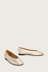 pale gold leather ballet flats with v shaped toe shape