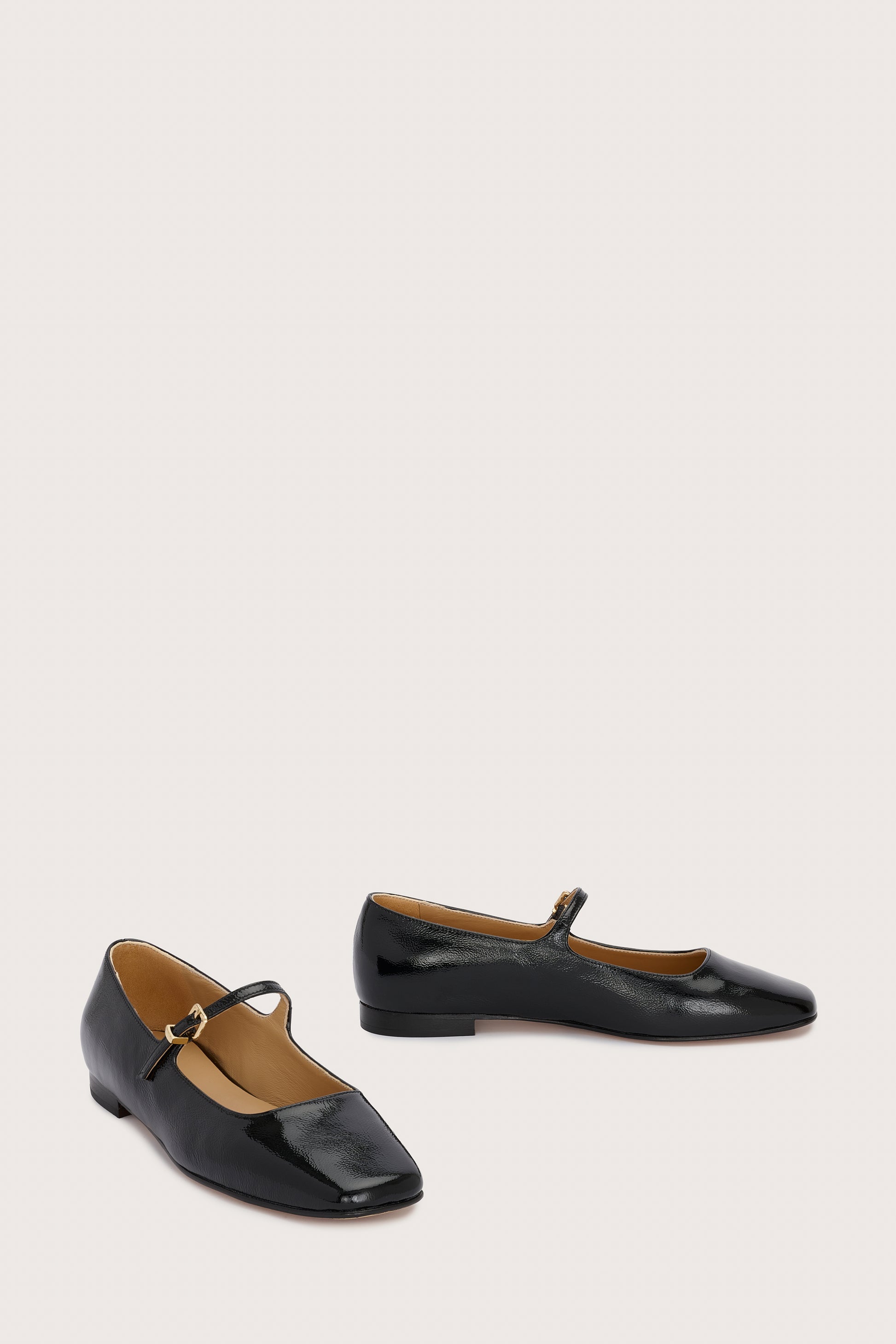 black patent leather square toe mary janes from donna lei front view