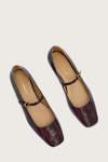 burgundy patent leather square toe mary janes from donna lei birds eye view
