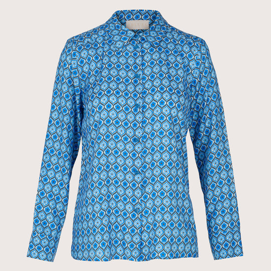 Long sleeve shirt with tile print in blue