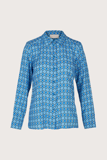 Long sleeve shirt with tile print in blue