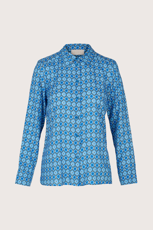 Long sleeve shirt with tile print in blue