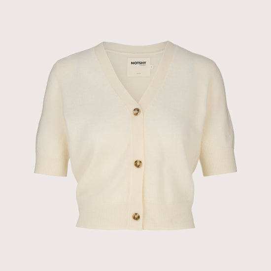 V neck short sleeve cashmere cardigan