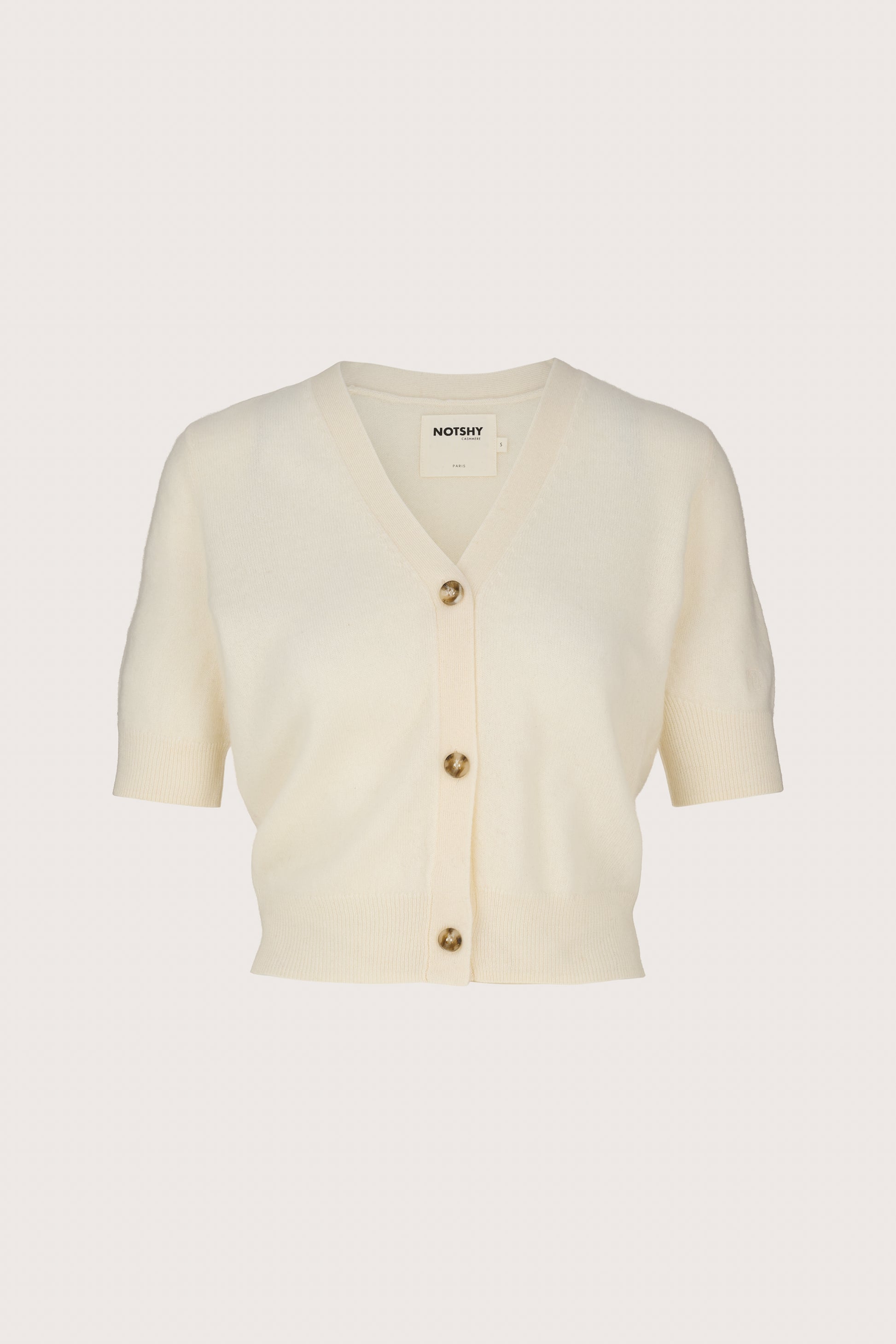 V neck short sleeve cashmere cardigan