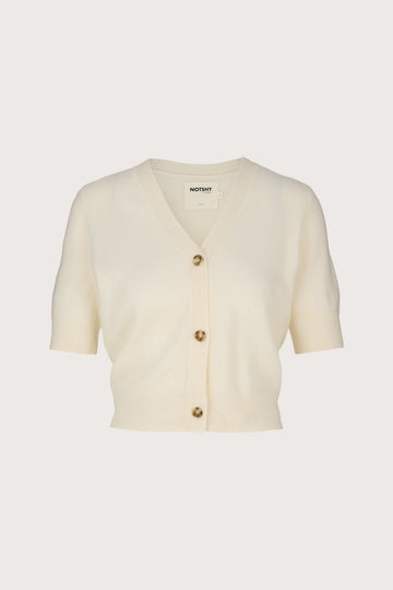 V neck short sleeve cashmere cardigan