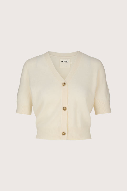 V neck short sleeve cashmere cardigan