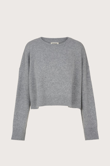 Round neck cashmere jumper in grey with long sleeves