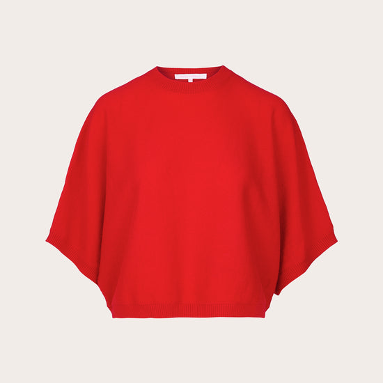 red round neck short sleeve cashmere knit