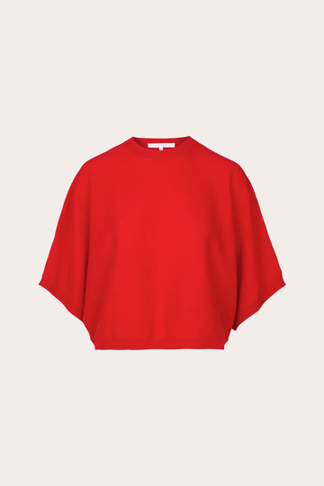 red round neck short sleeve cashmere knit