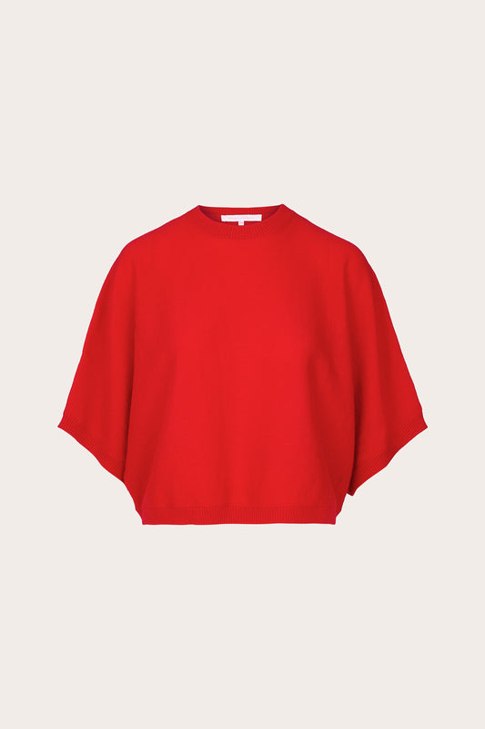 red round neck short sleeve cashmere knit