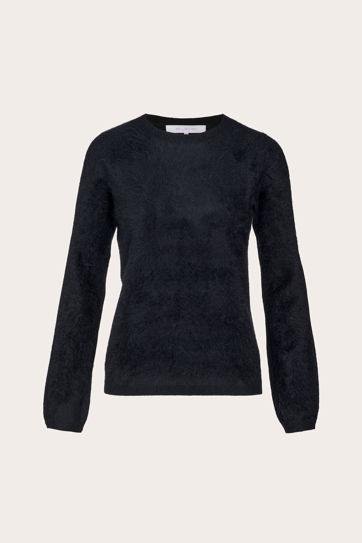 long sleeve brushed cashmere round neck knit