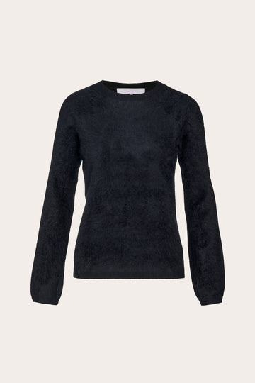 long sleeve brushed cashmere round neck knit