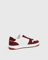 white trainers with burgundy suede  rear view 