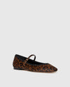 leopard print flats with square toe and strap side view