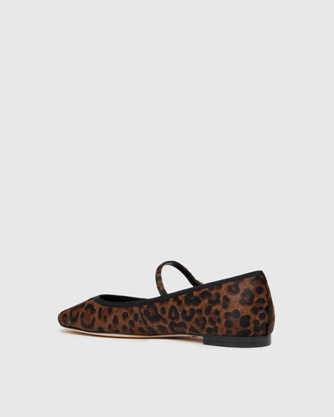 leopard print flats with square toe and strap rear view