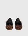 leopard print flats with square toe and strap front view