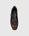 leopard print flats with square toe and strap birds eye view