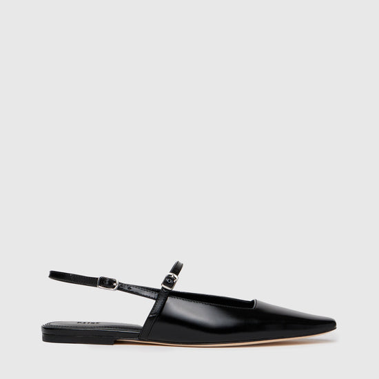 flat pointed square tor slingback mary jane balck shoes