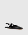 flat pointed square tor slingback mary jane black shoes front view