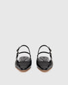 flat pointed square tor slingback mary jane black shoes front view