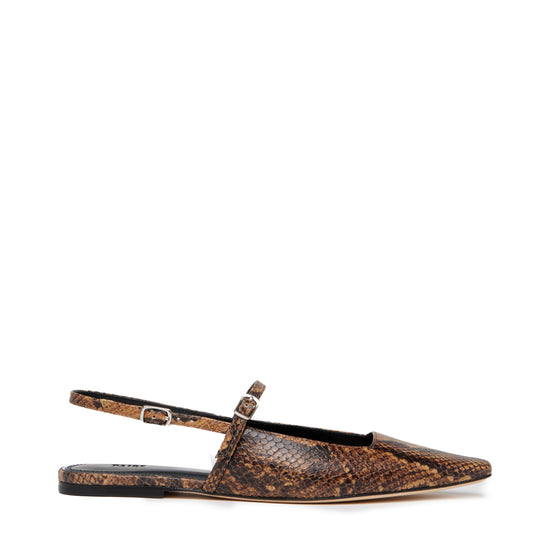 brown snake print slingback flats