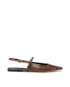 brown snake print slingback flats