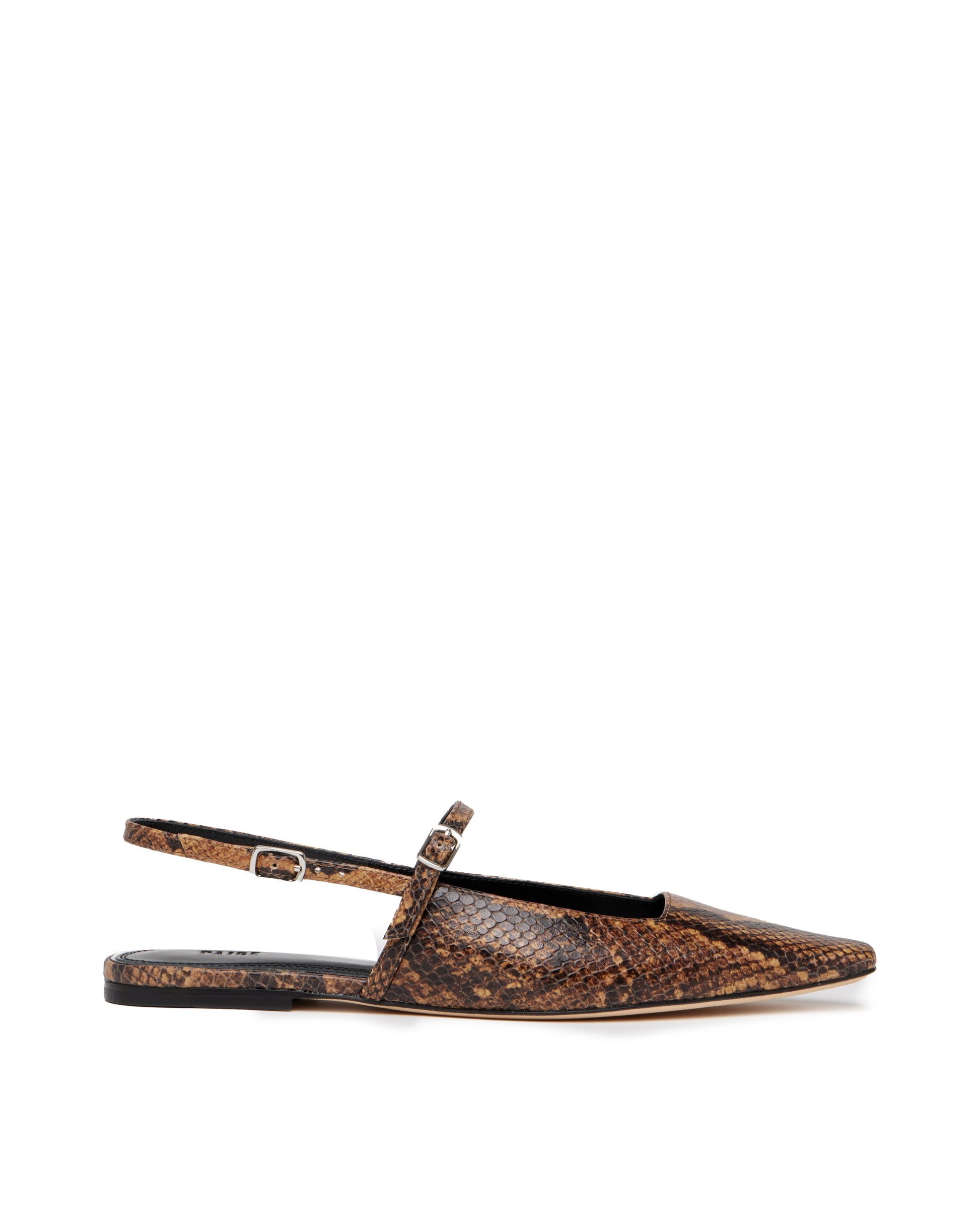 brown snake print slingback flats