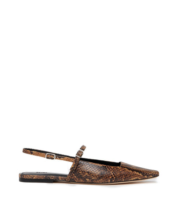brown snake print slingback flats