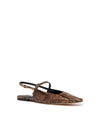 brown snake print slingback flats front view