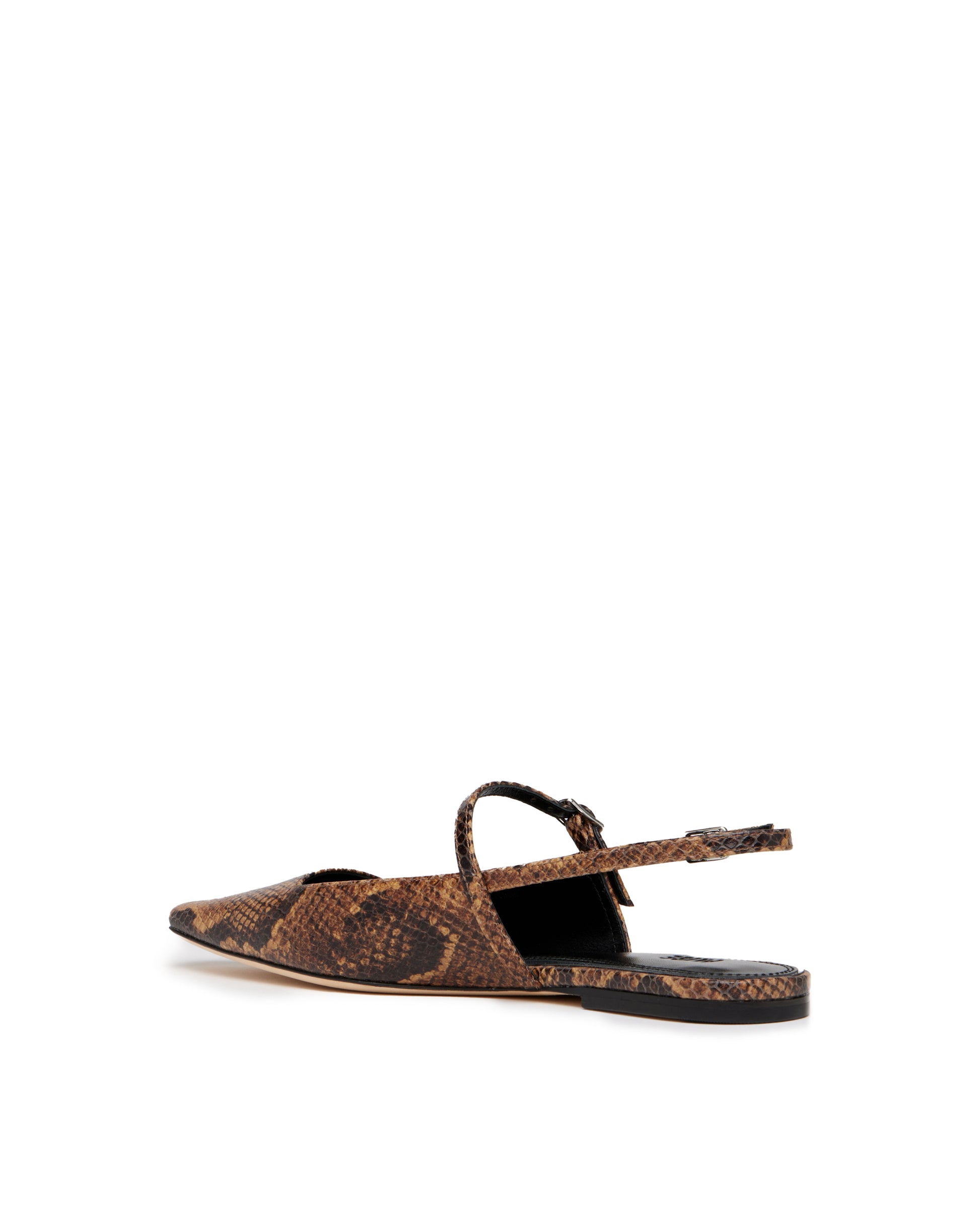 brown snake print slingback flats rear view