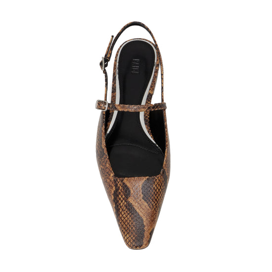 brown snake print slingback flats birds eye view