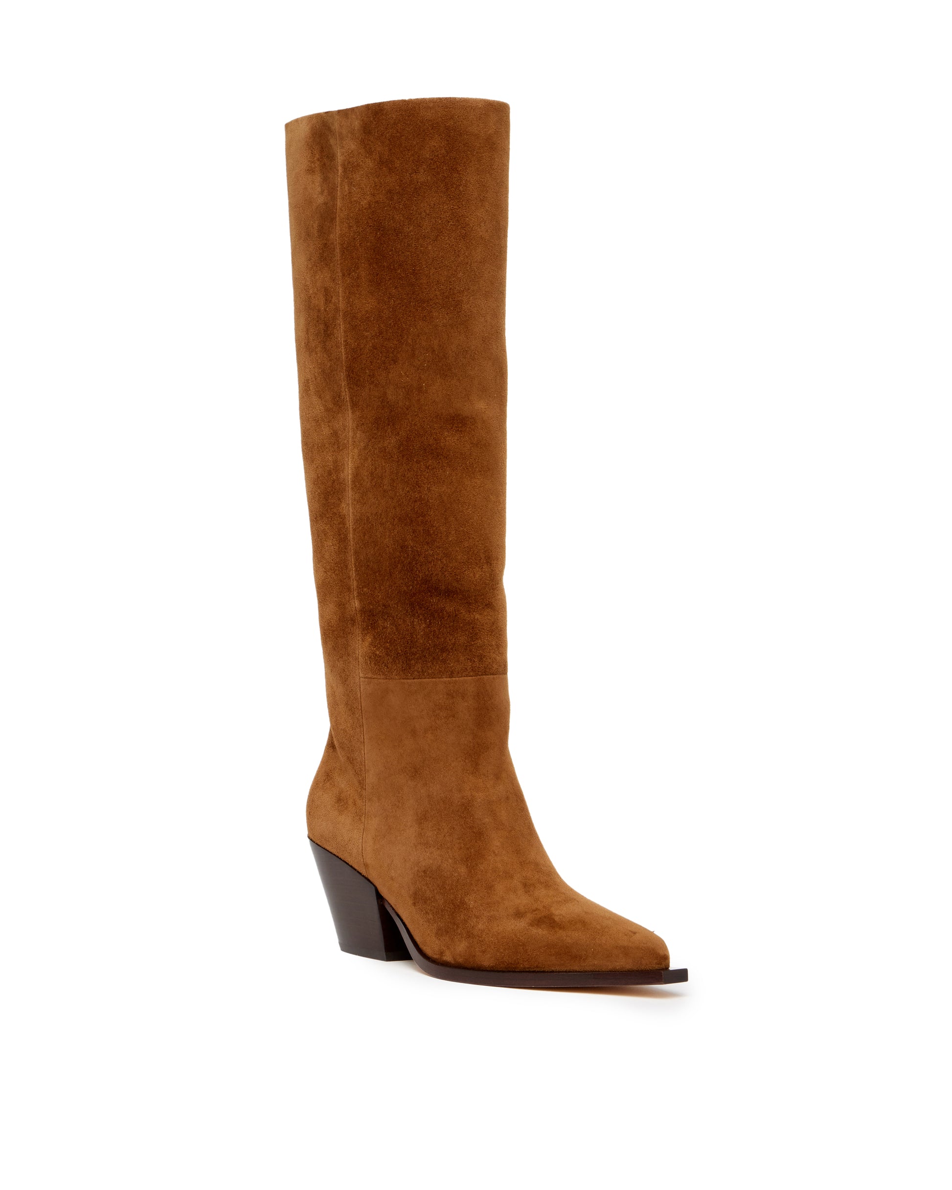 tan suede cowboy style boots front