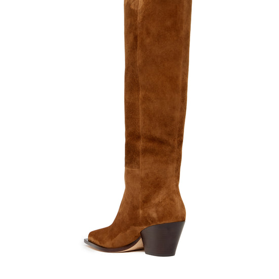 tan suede cowboy style boots rear