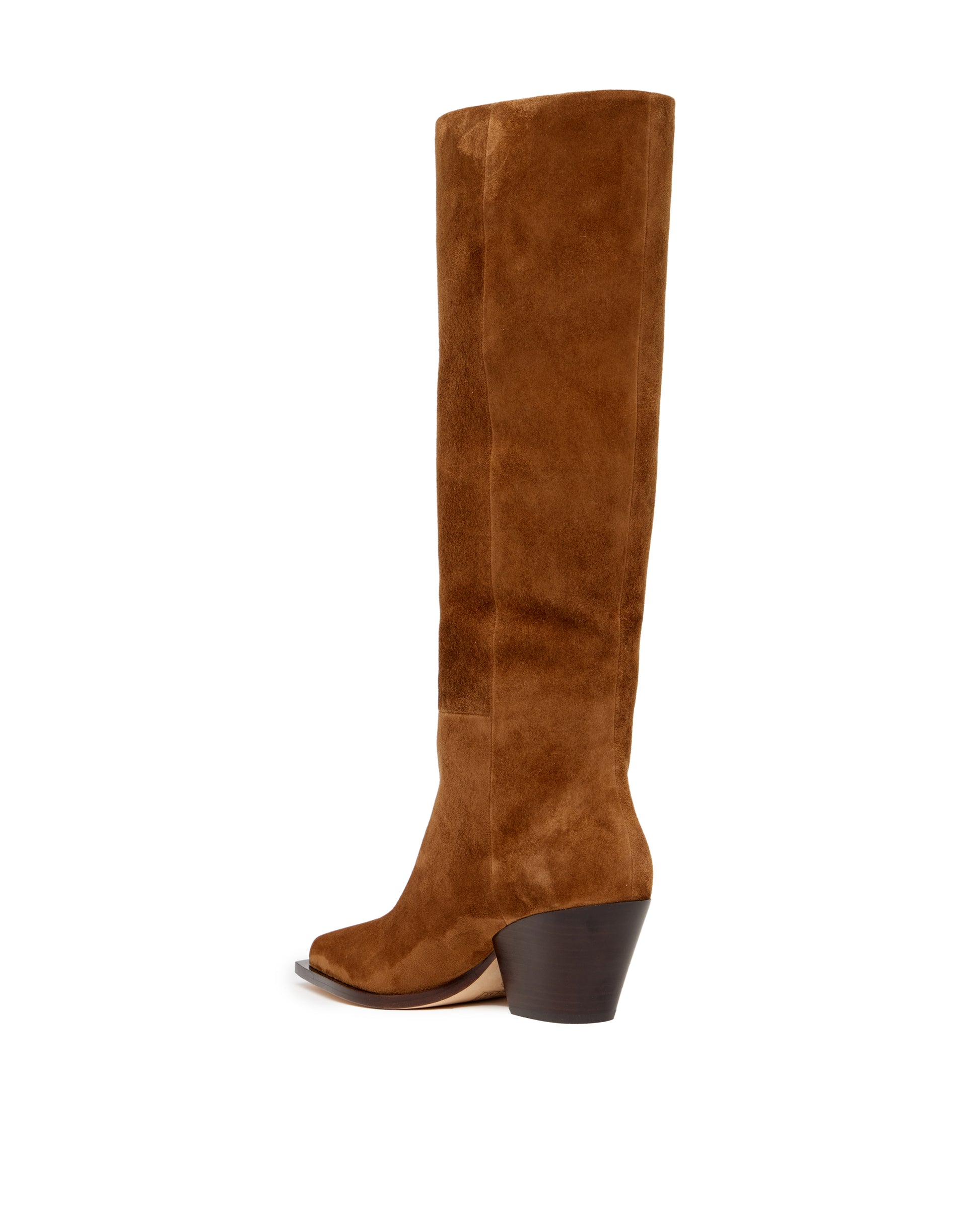 tan suede cowboy style boots rear
