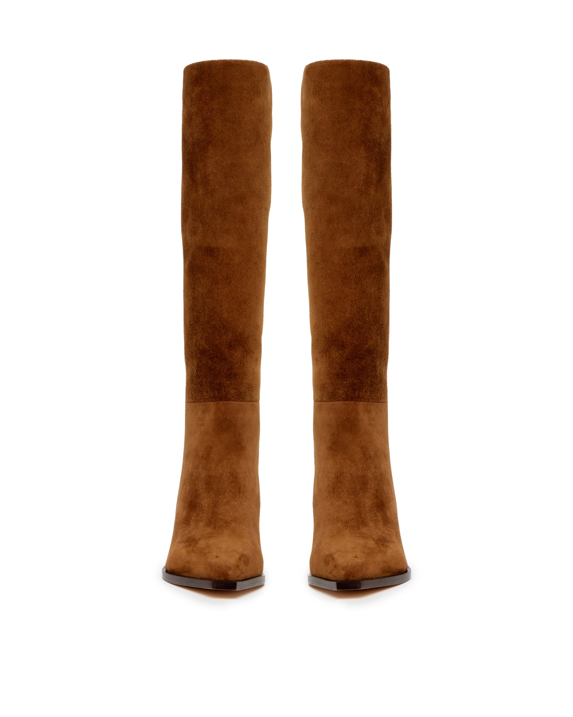 tan suede cowboy style boots front
