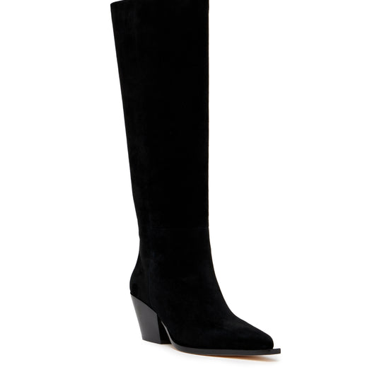 black suede western style boots