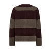 v neck dark bordeaux and taupe stripe jumper with rib detailing from mos mosh rear view