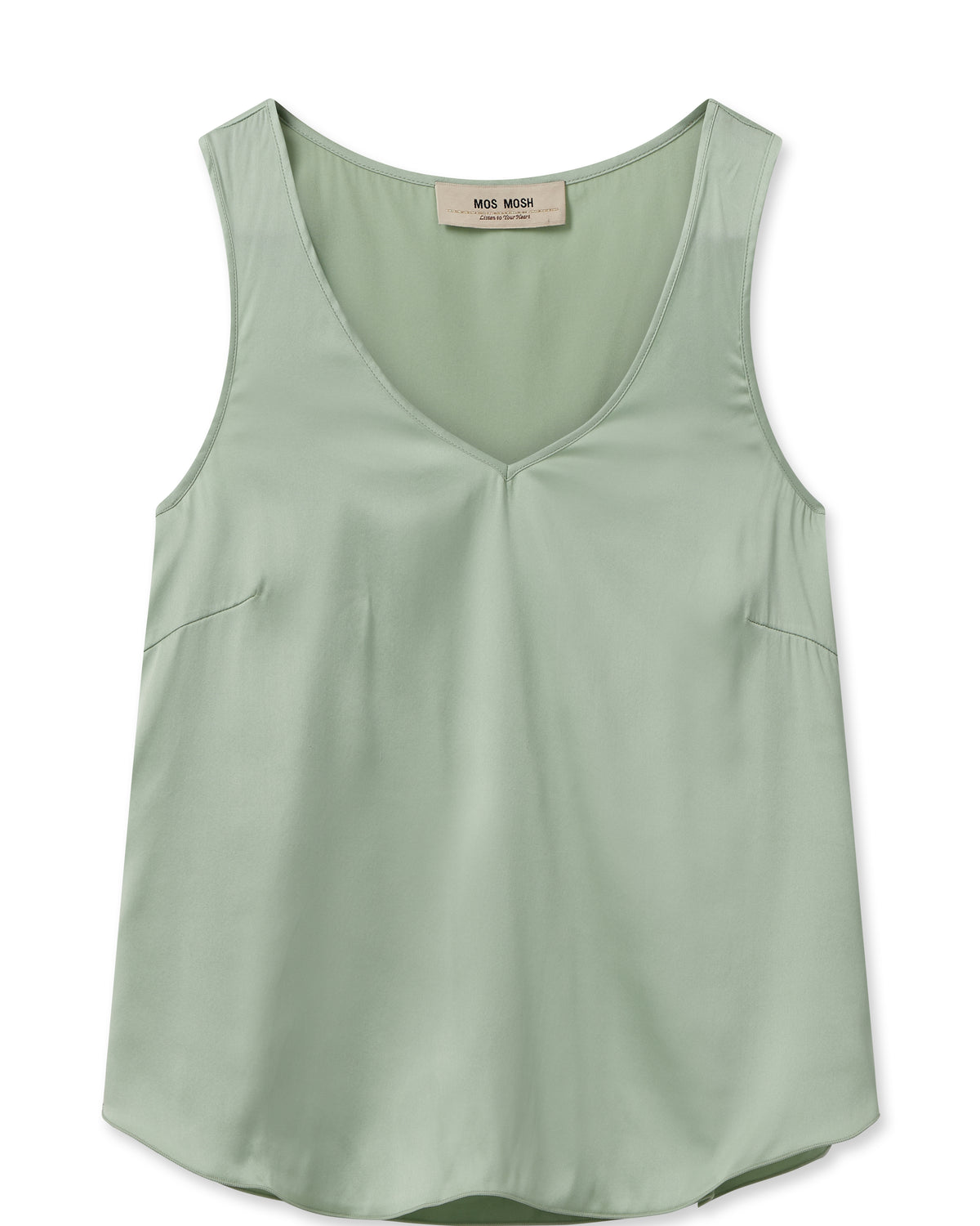 Sage green silk camisole with a v neck