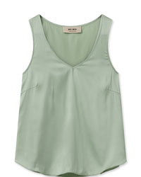 Sage green silk camisole with a v neck
