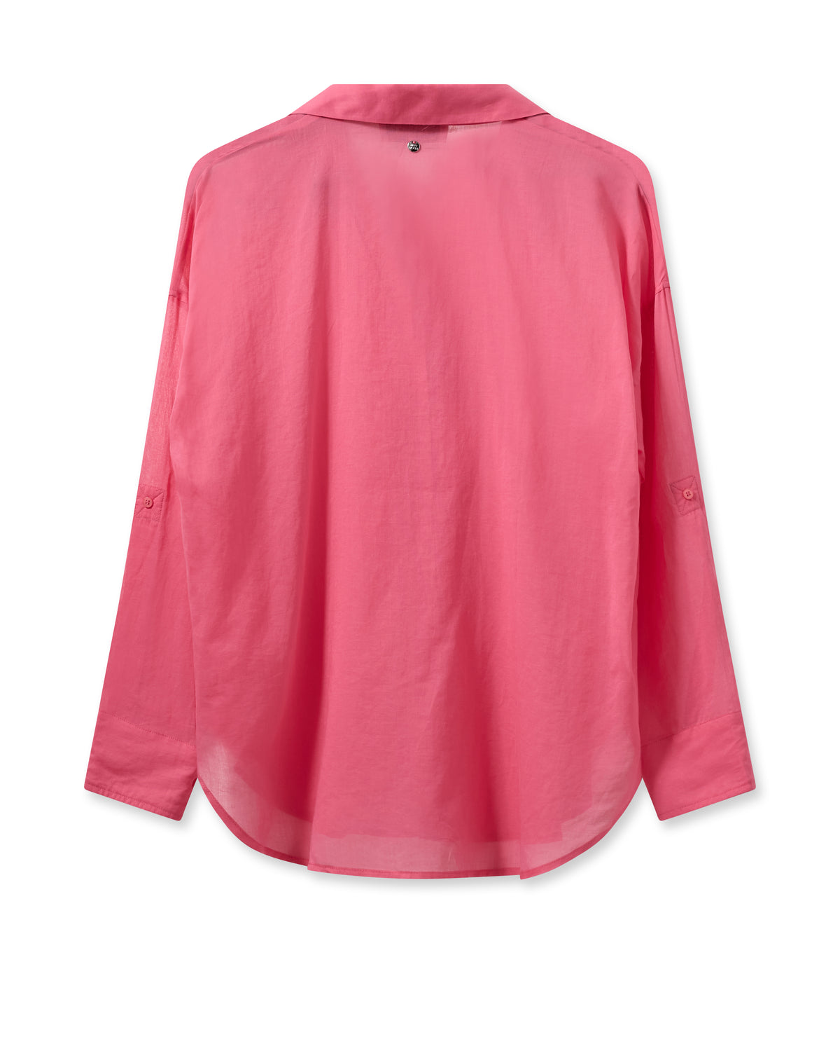 Pink shirt with ruffle detail and button back sleeve