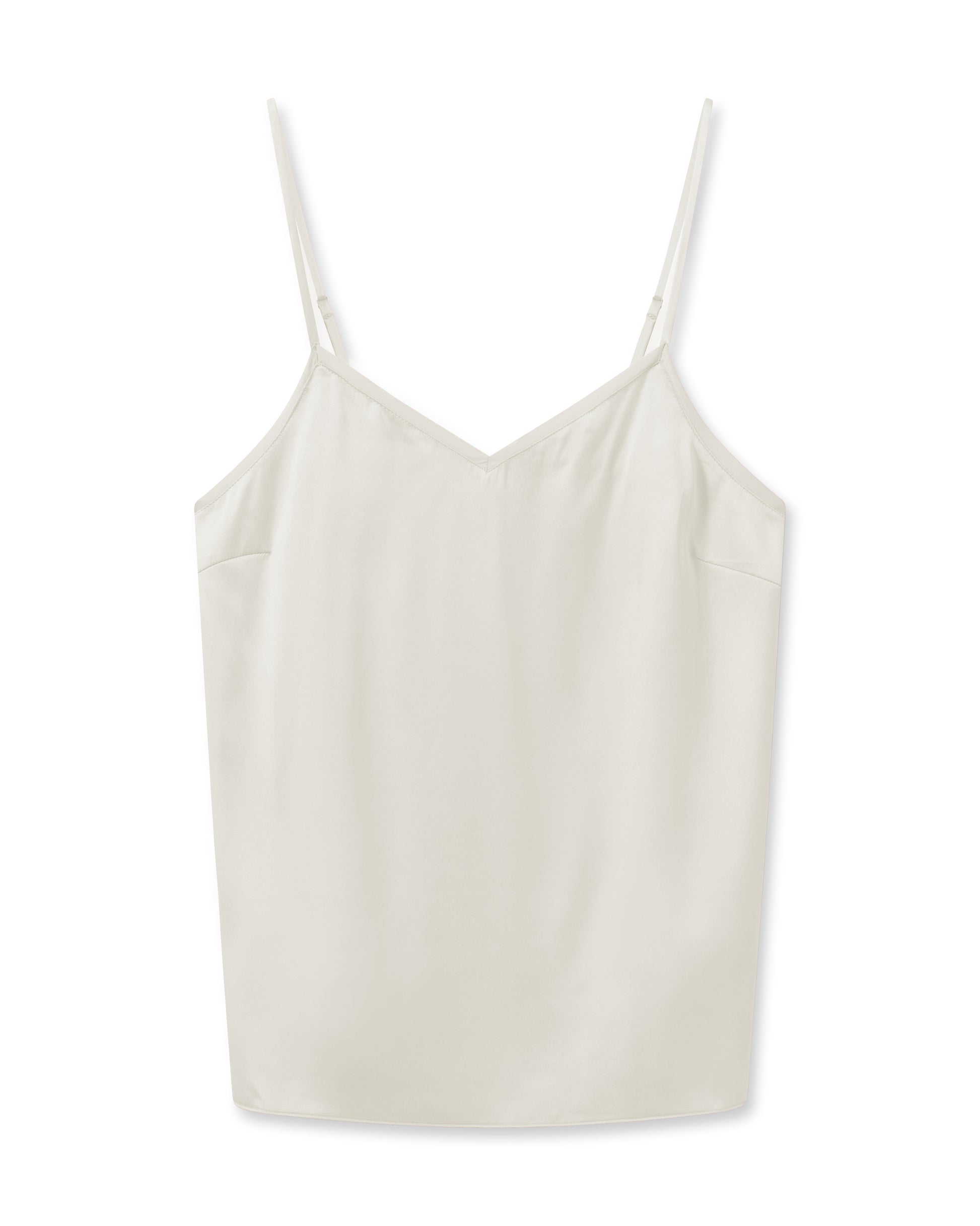 ECRU SILK CAMISOLE TOP WITH ADJUSTABLE STRAPS