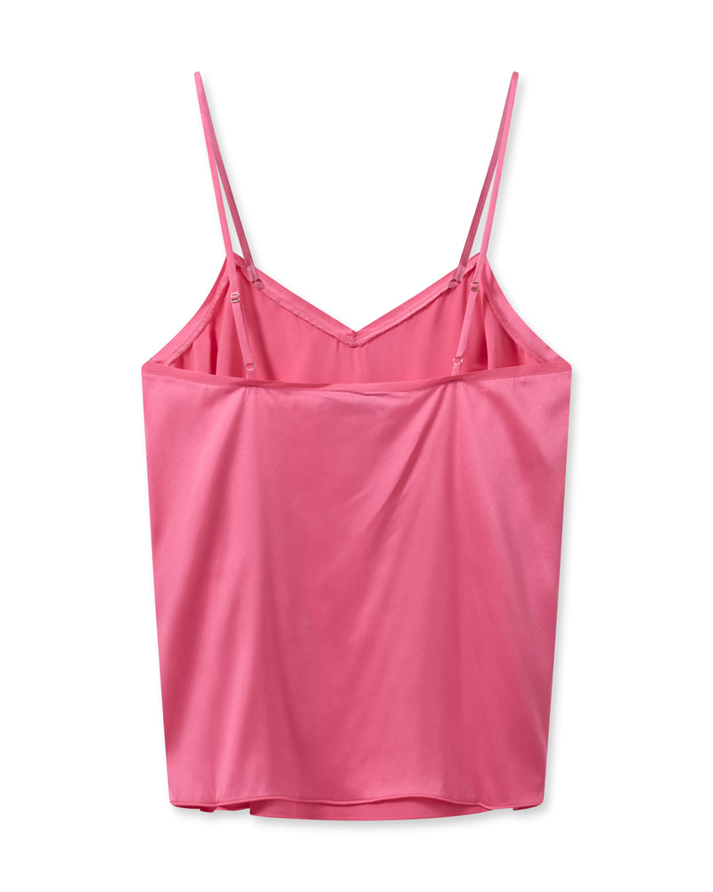 Pink stretch silk camisole with spaghetti straps