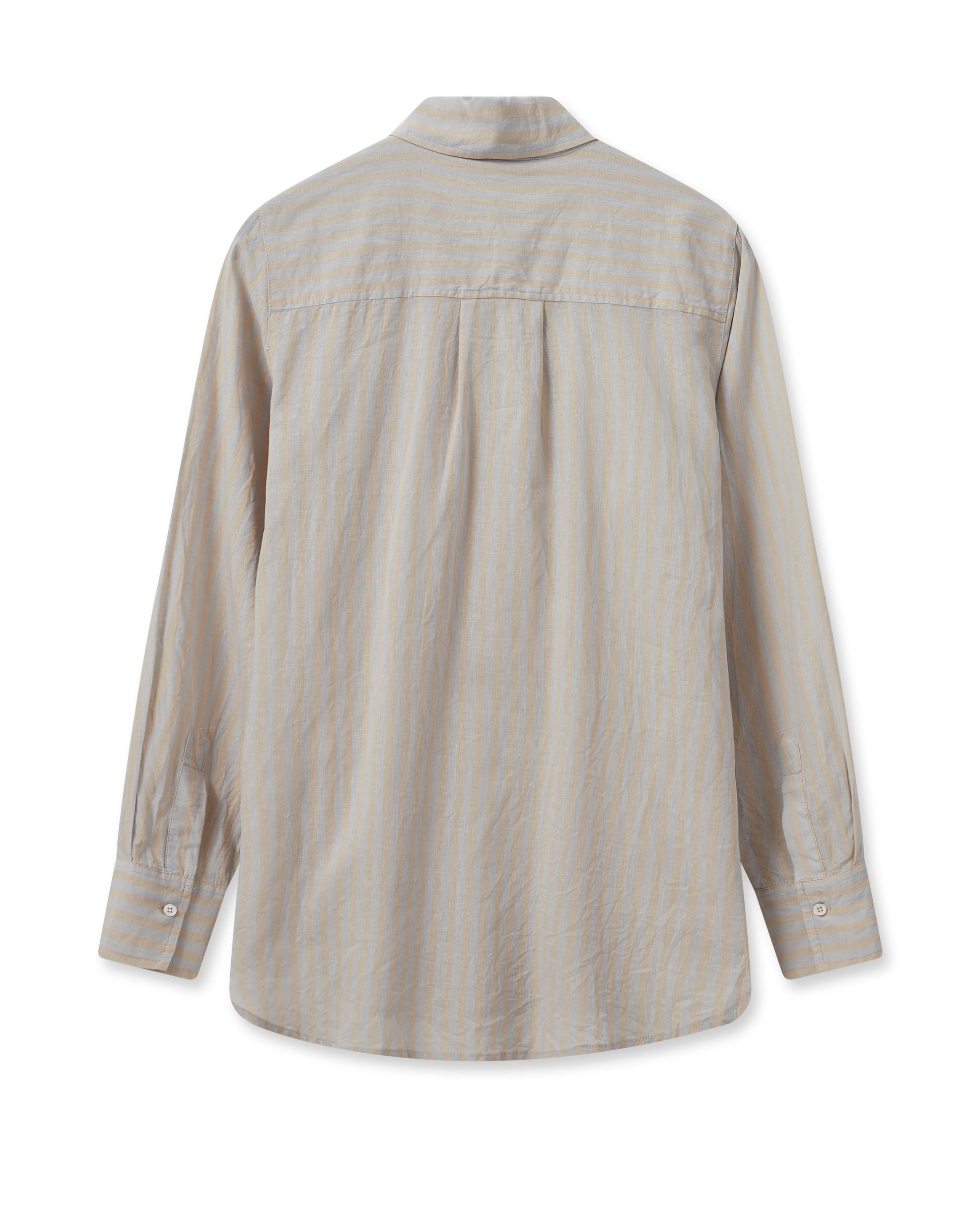 Pale stripe linen and cotton blend shirt with classic collar and long sleeves