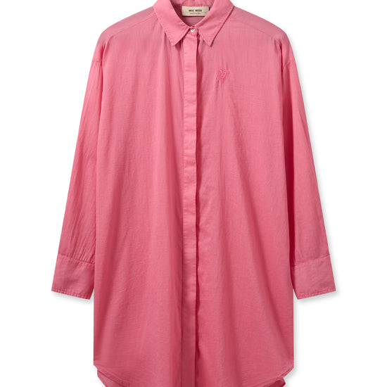 Long line pink voile shirt with shaped hem