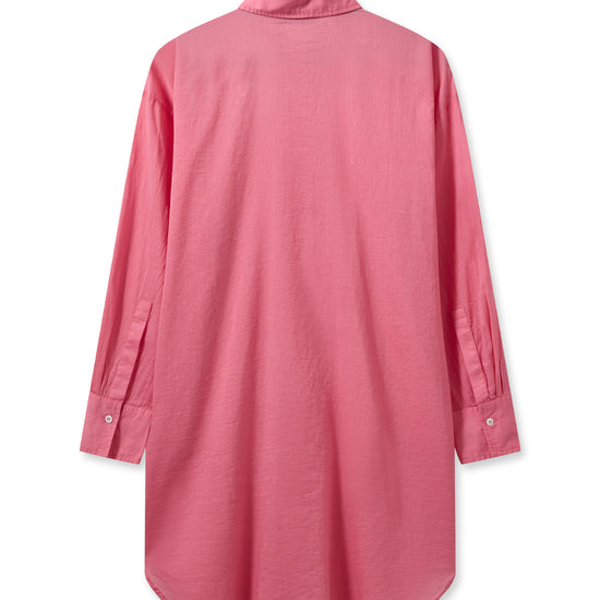 Long line pink voile shirt with shaped hem