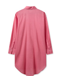 Long line pink voile shirt with shaped hem